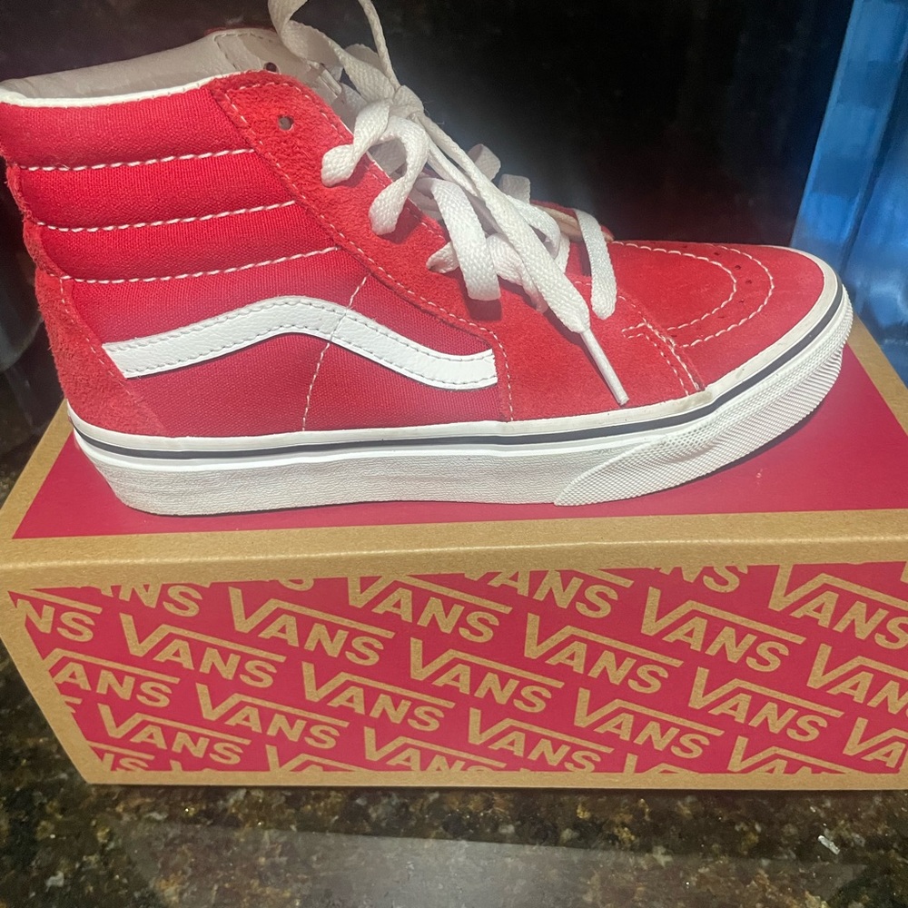 Vans high tops kids red size 2